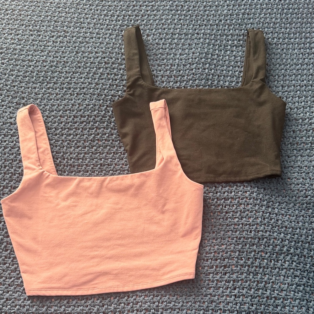 Reformation Pink and Brown Crop Tank Tops